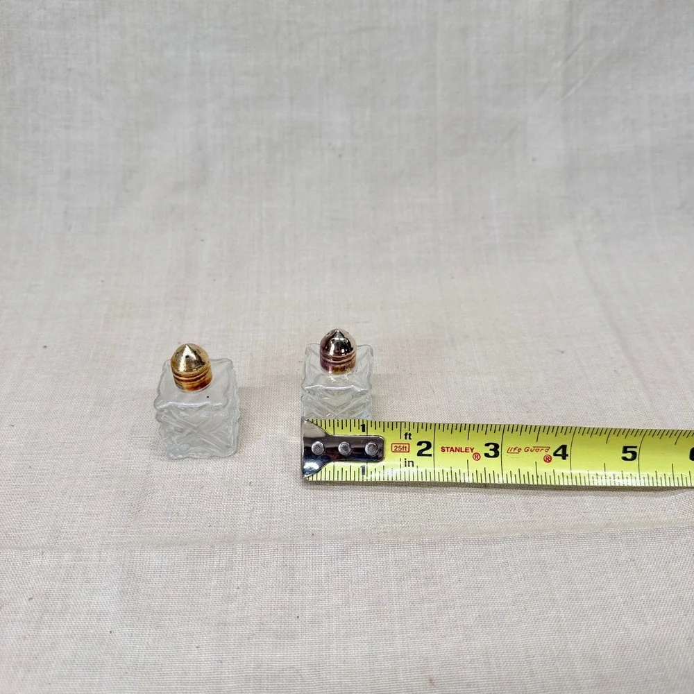 Vintage Mini Glass Salt and Pepper Shakers Japan Cut Glass Petite Table Decor